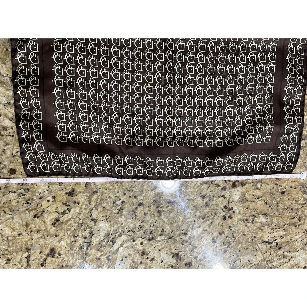 Vintage Christian Dior Silk Neck Scarf - Chocolate Brown 18in X18in